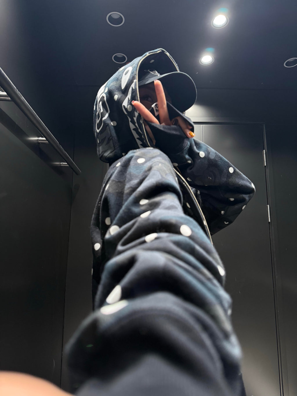 BAPE FW25 Shark Full-Zip Hoodie — Camo Polka Dot