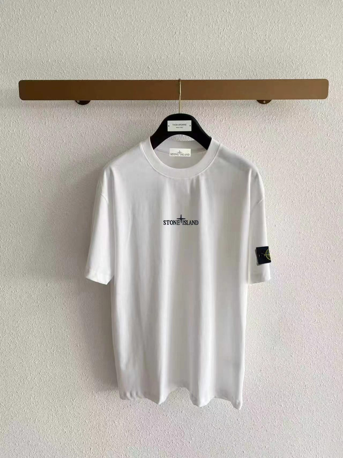 Stone Island Centre Chest Logo Embroidery T-Shirt - White / Blue / Gray / Black