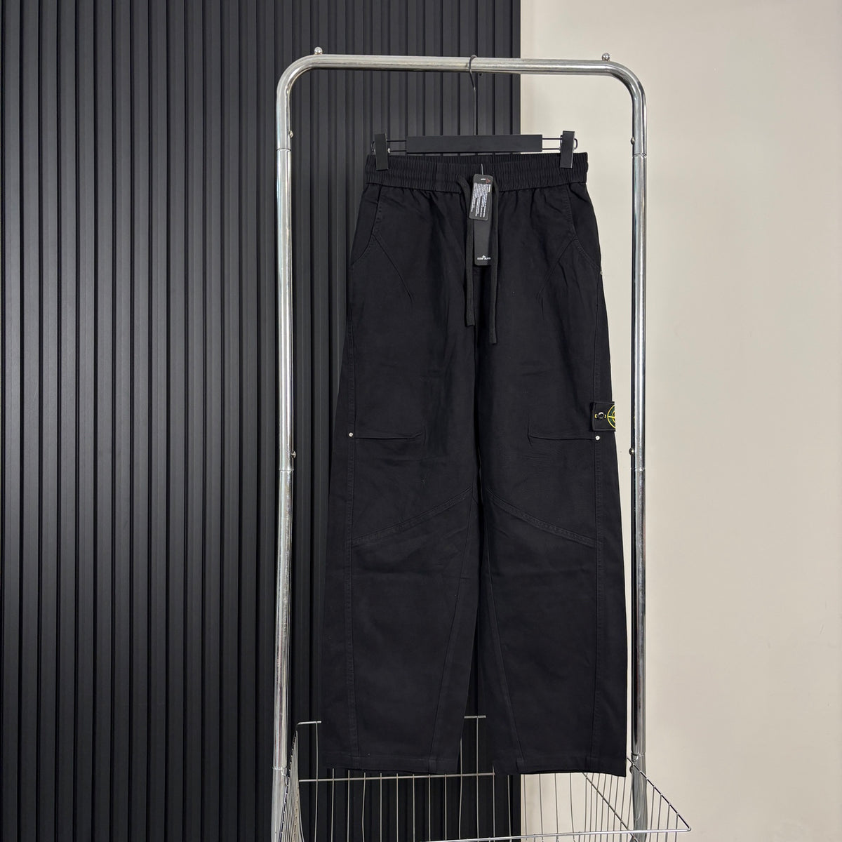 Stone Island Wide-Leg Straight Cargo Trousers with Compass Badge