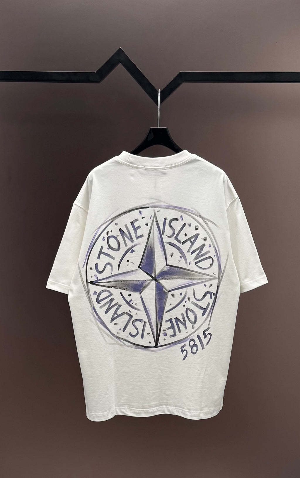 Stone Island Hand-Painted Graffiti T-Shirt with Compass Rose Back Print