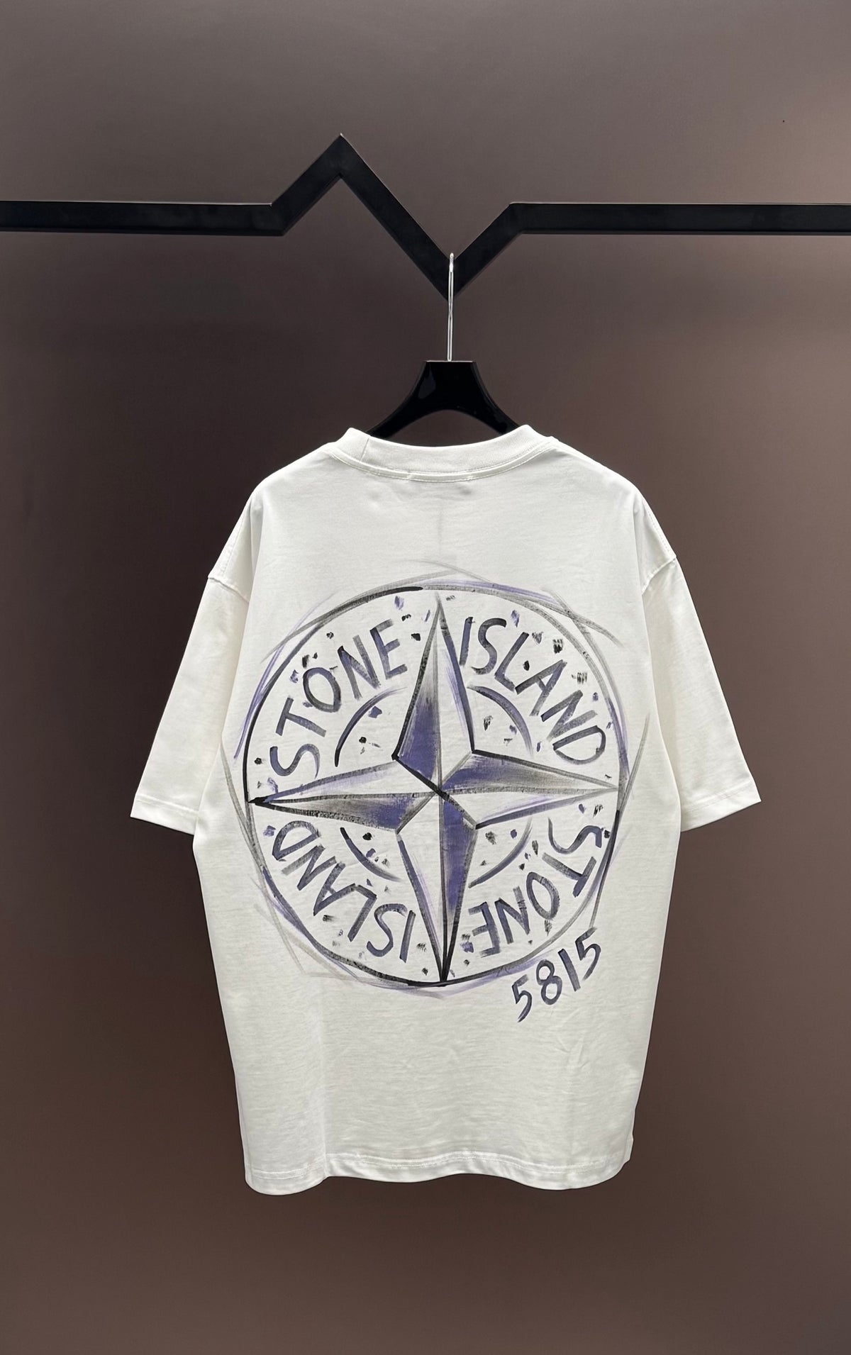 Stone Island Hand-Painted Graffiti T-Shirt with Compass Rose Back Print