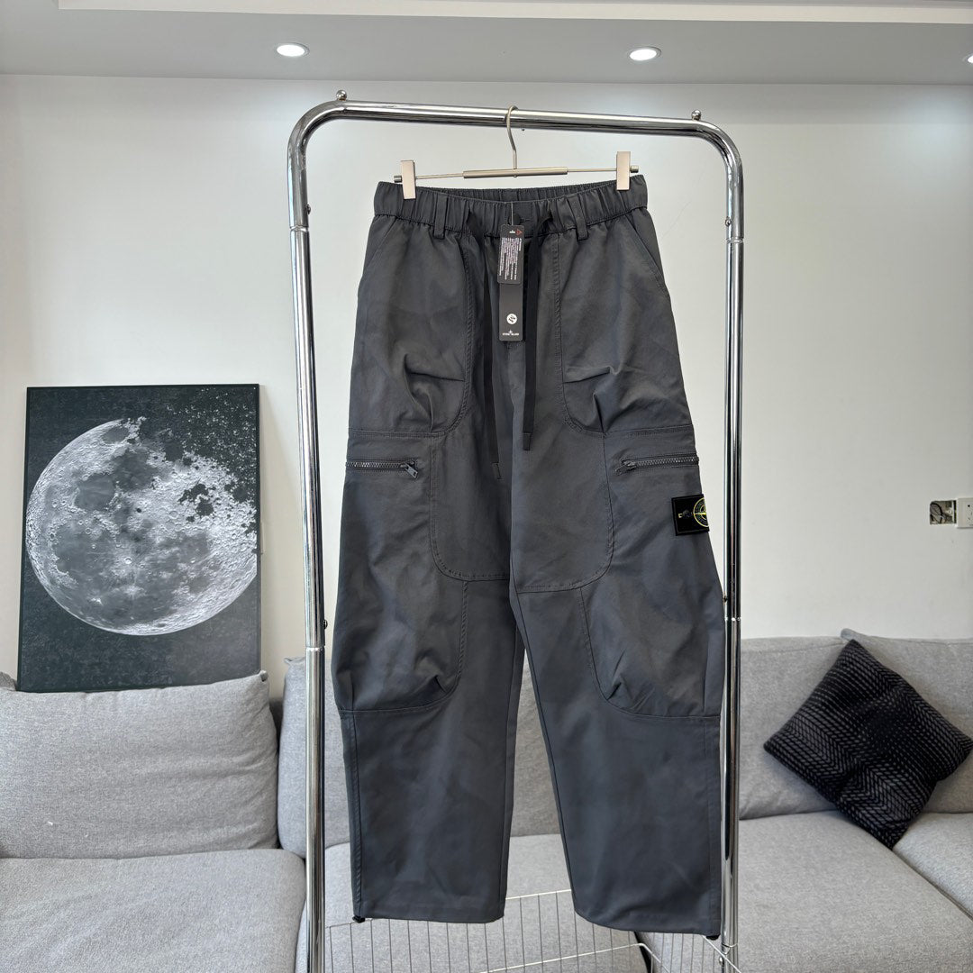Stone Island Multi-Pocket Cargo Trousers with Bellows Pockets and Compass Badge