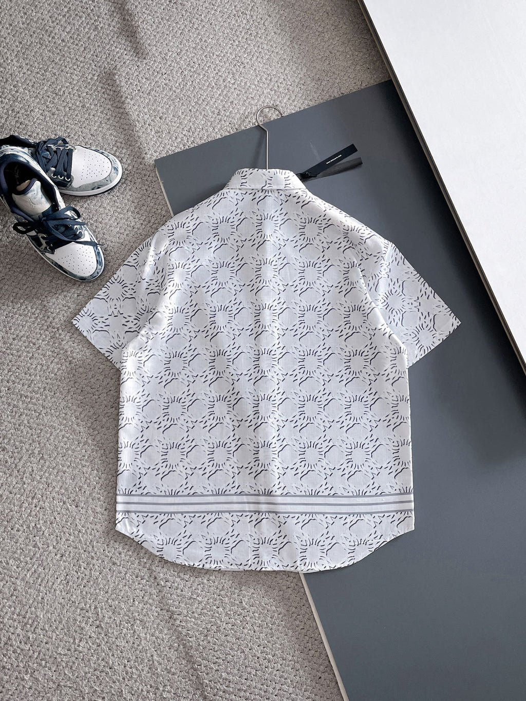 AMIRI All‑Over Print Short‑Sleeve Button‑Up Shirt & Drawstring Shorts Two‑Piece Summer Set