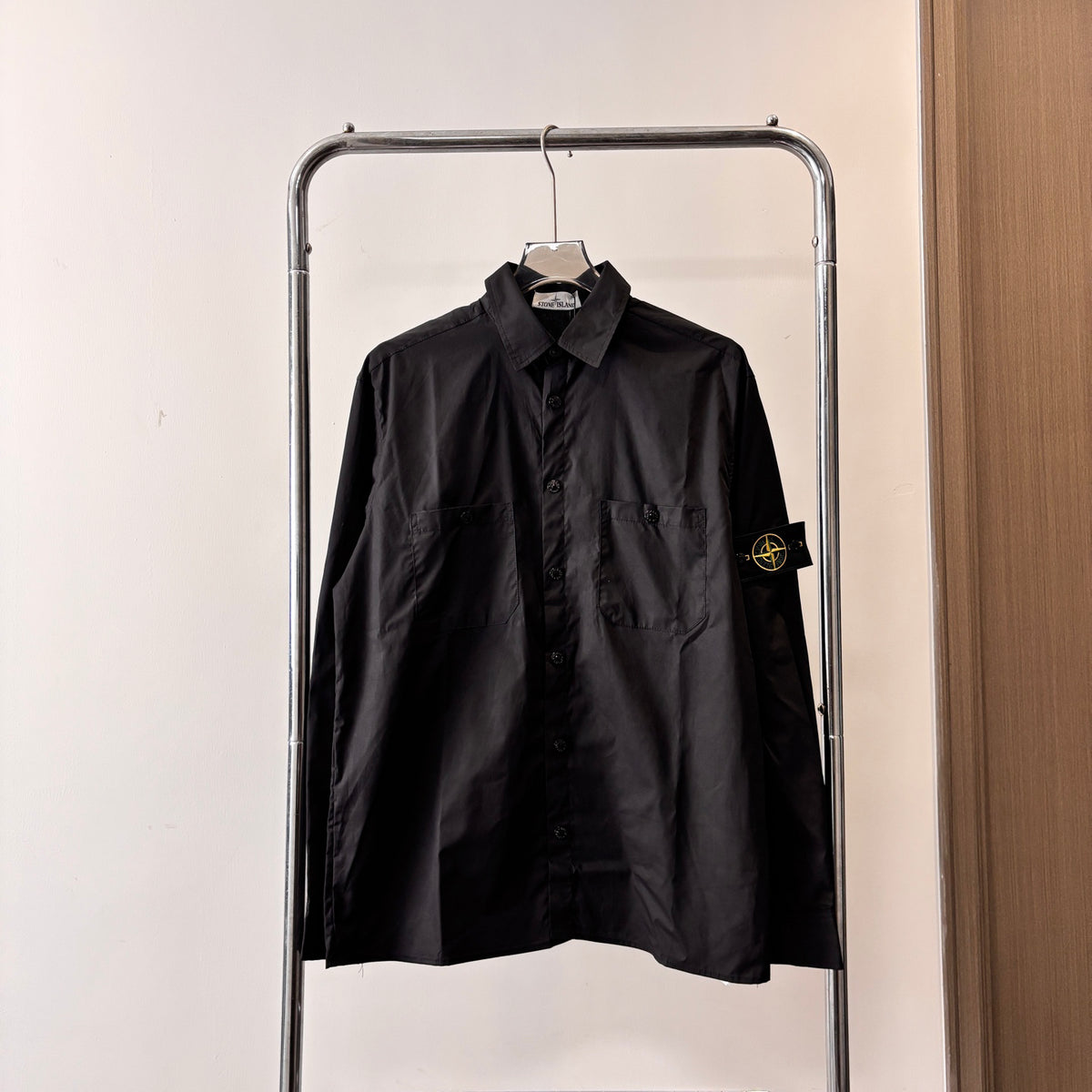 Stone Island Technical Cotton Overshirt with Snap Buttons and Compass Badge