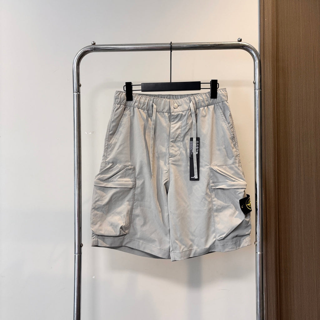 Stone Island Technical Nylon Cargo Shorts with Large Bellows Pockets and Compass Badge