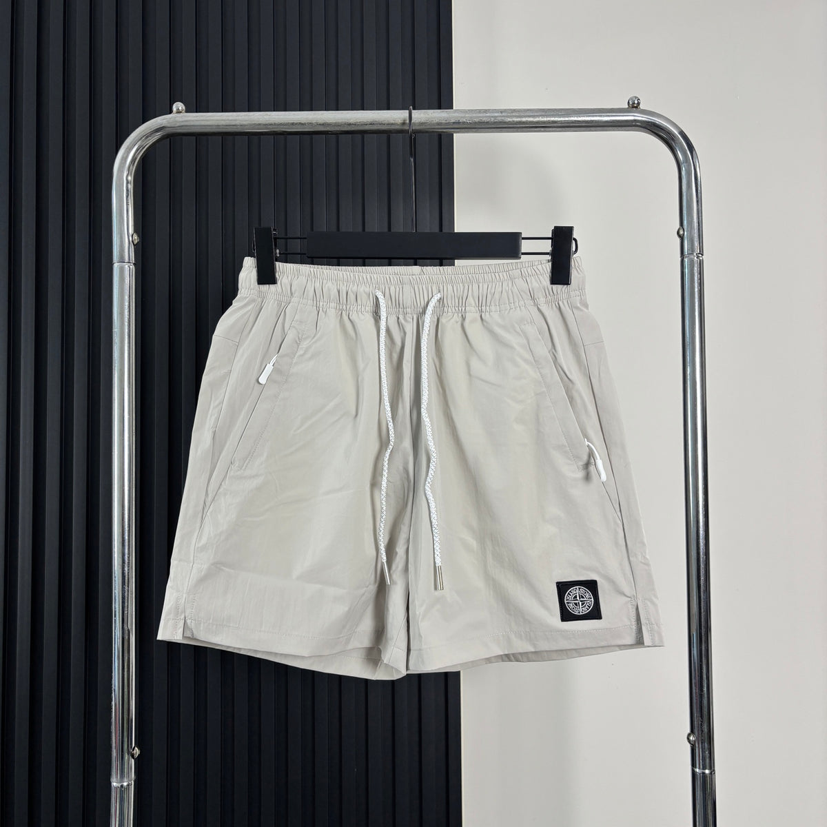 Stone Island Quick-Dry Athletic Shorts with Contrast Drawstring and Compass Badge