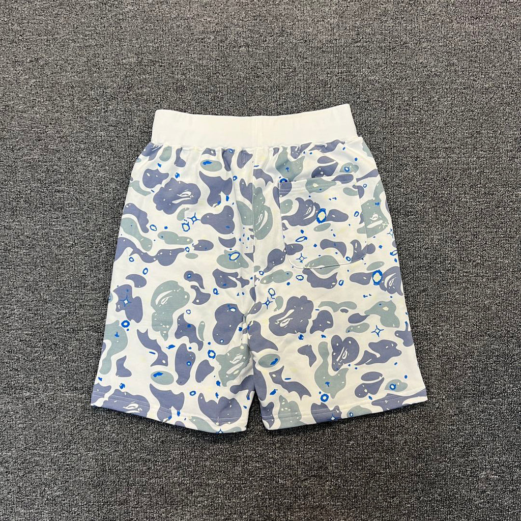 BAPE Space Camo Glow-in-the-Dark Shark Shorts - White / Black