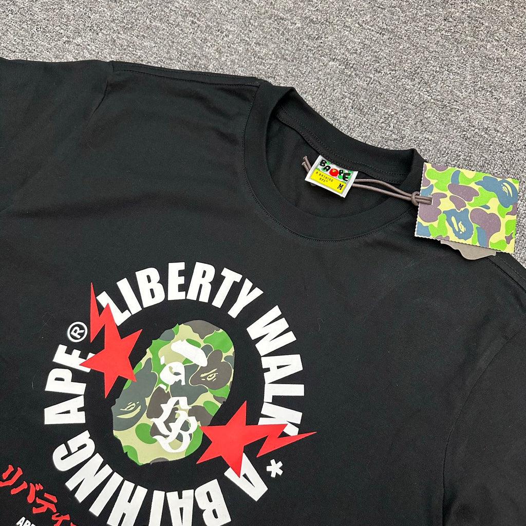BAPE x Liberty Walk SS26 Badge T-Shirt - Black / White