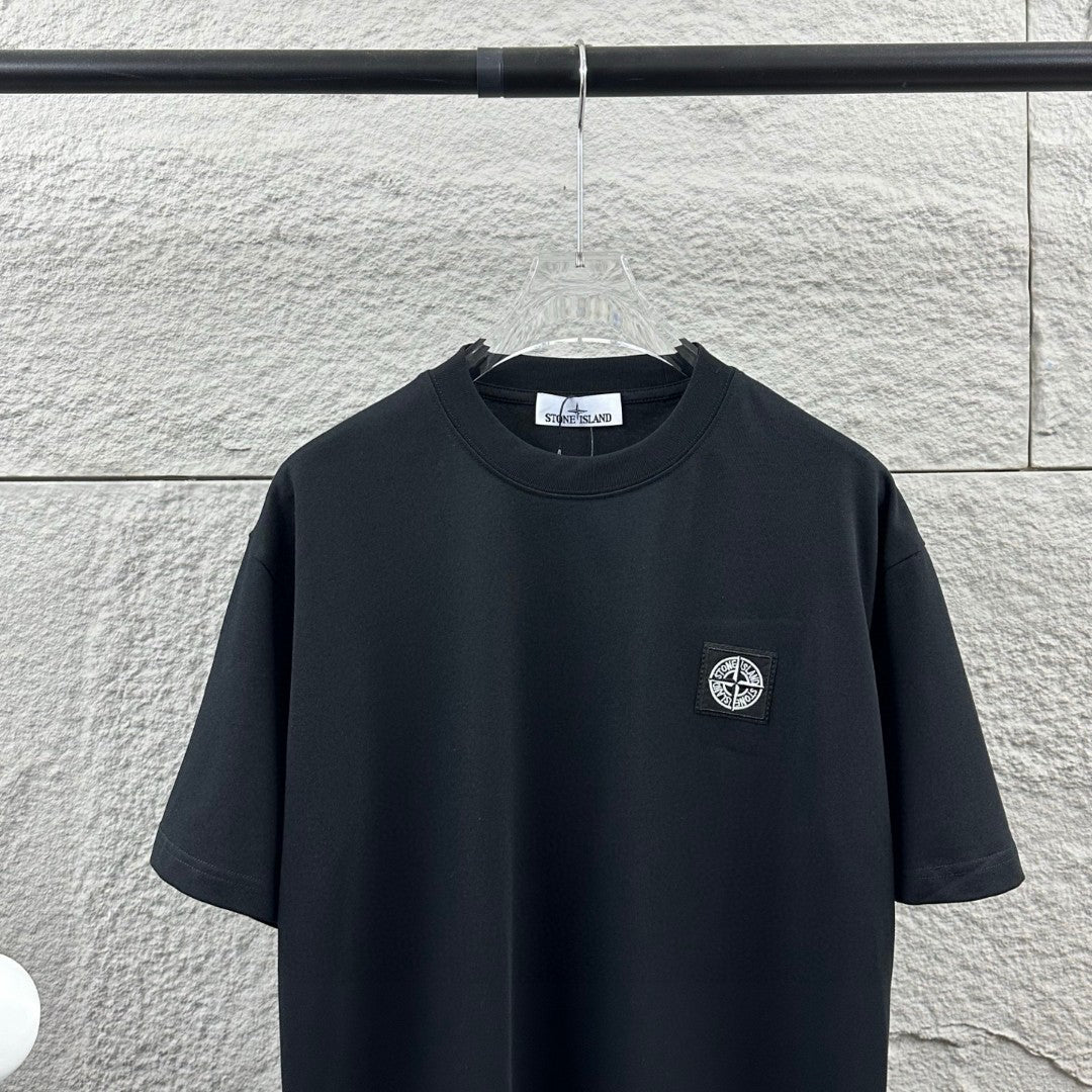 Stone Island Classic Compass Rose Woven Appliqué Badge T-Shirt - Left Chest Patch