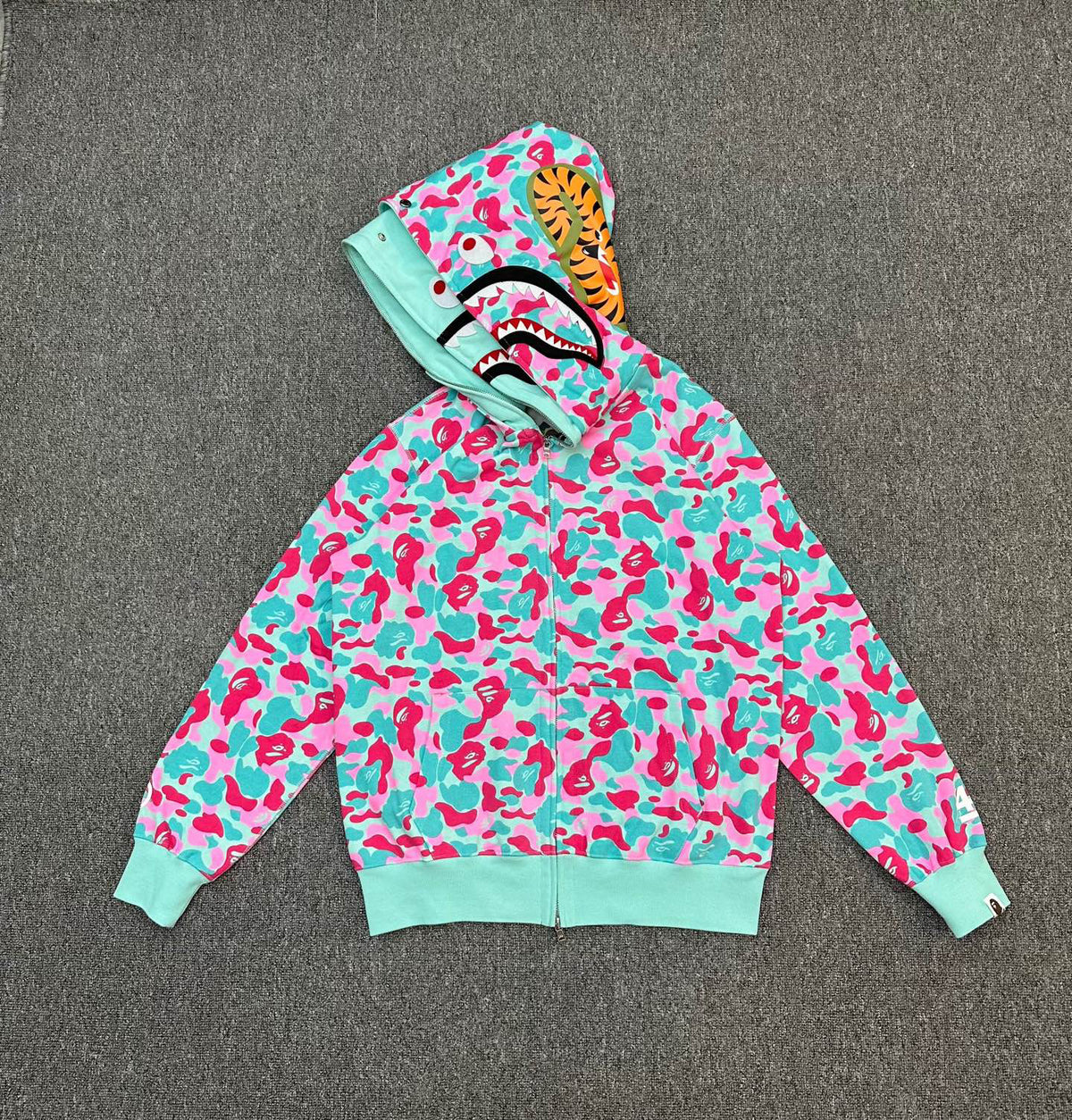 BAPE Miami 4th Anniversary WGM Shark Full-Zip Double Hood Hoodie — Miami ABC Camo