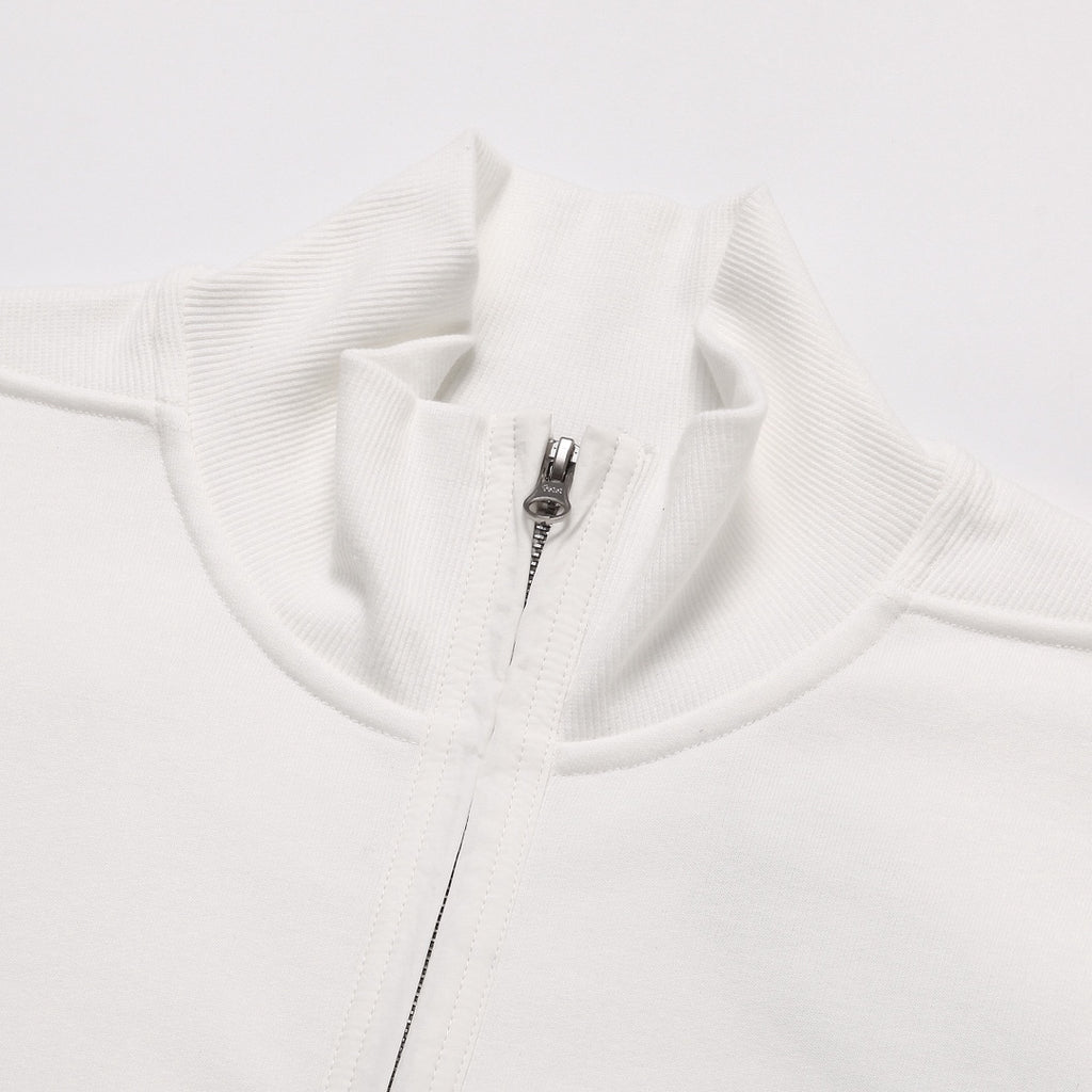 Stone Island Cotton Half-Zip Mock Neck Sweatshirt with Left Sleeve Compass Badge