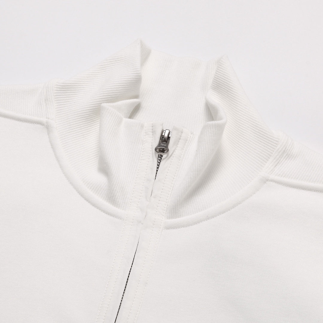 Stone Island Cotton Half-Zip Mock Neck Sweatshirt with Left Sleeve Compass Badge