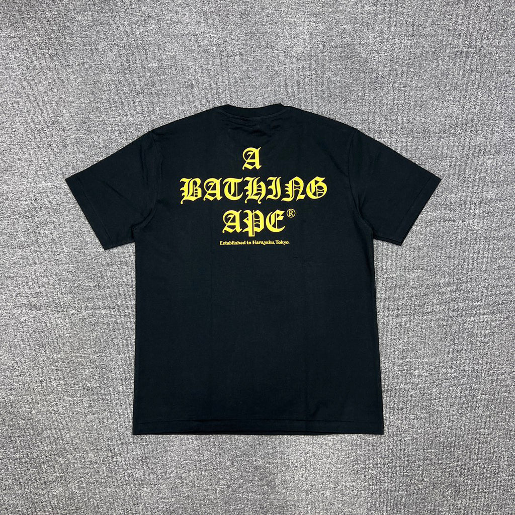 BAPE World Gone Mad Old English Blackletter Ape Head Small-Print Tee Oversized Unisex T-Shirt