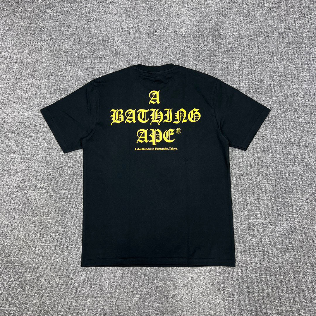 BAPE World Gone Mad Old English Blackletter Ape Head Small-Print Tee Oversized Unisex T-Shirt