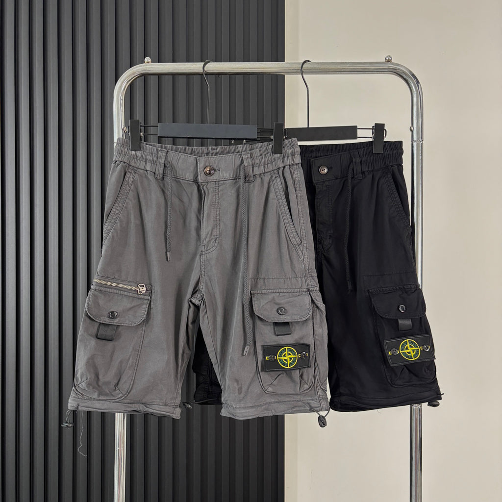 Stone Island 2-in-1 Zip-Off Convertible Cargo Trousers with Compass Badge