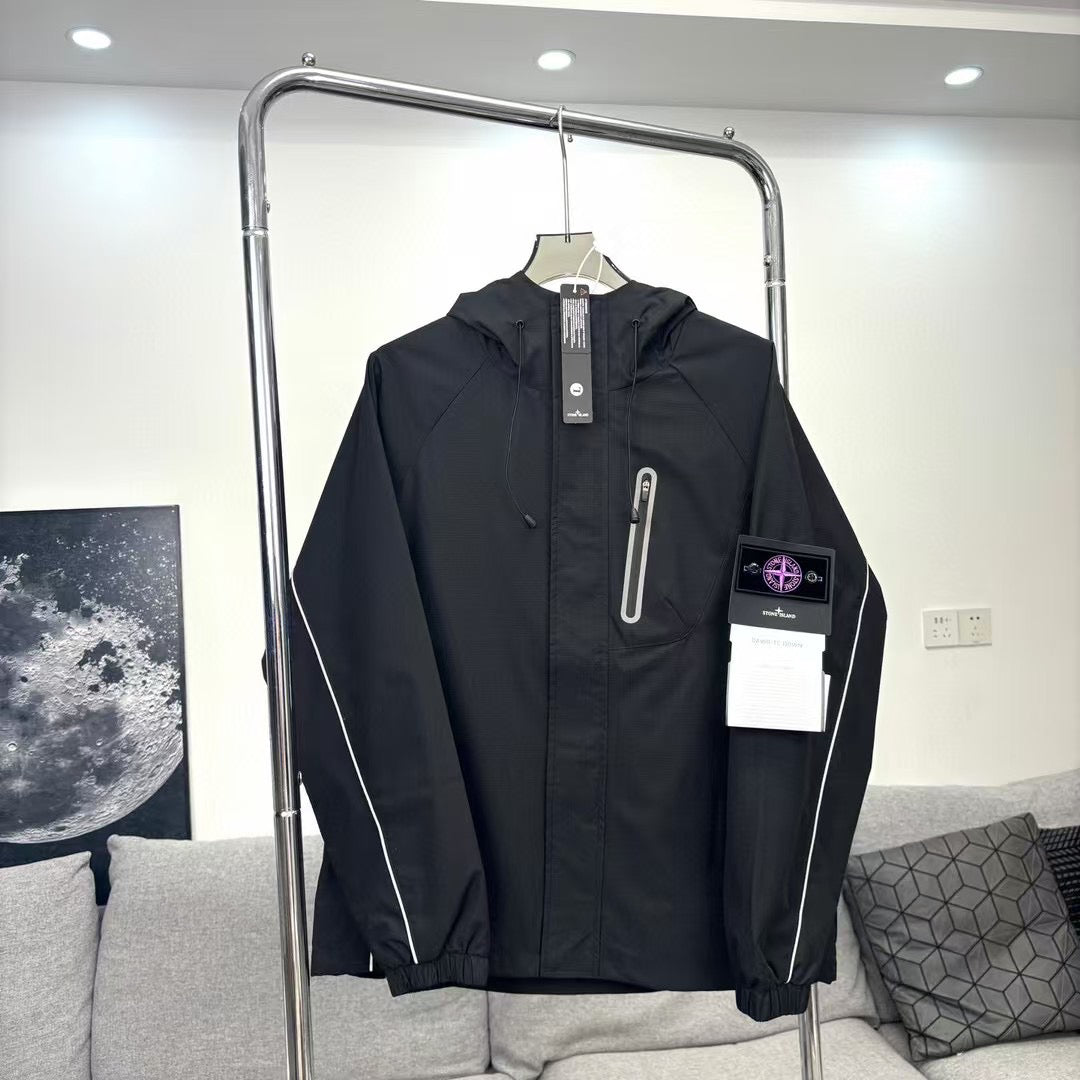 Stone Island Reflective Lightweight Hooded Windbreaker with Compass Badge