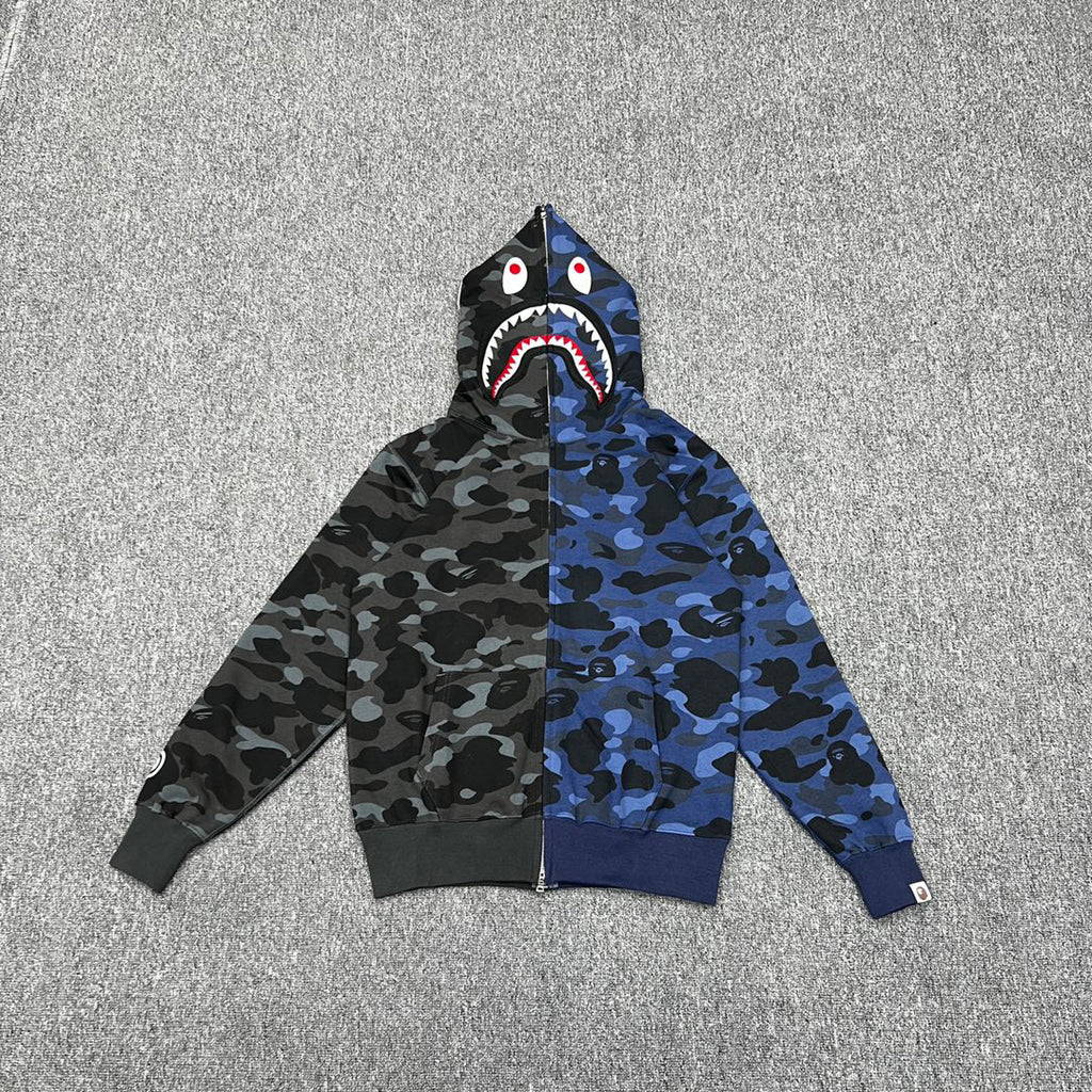 BAPE City Camo Half Shark Full-Zip Hoodie - Dual Camo Split