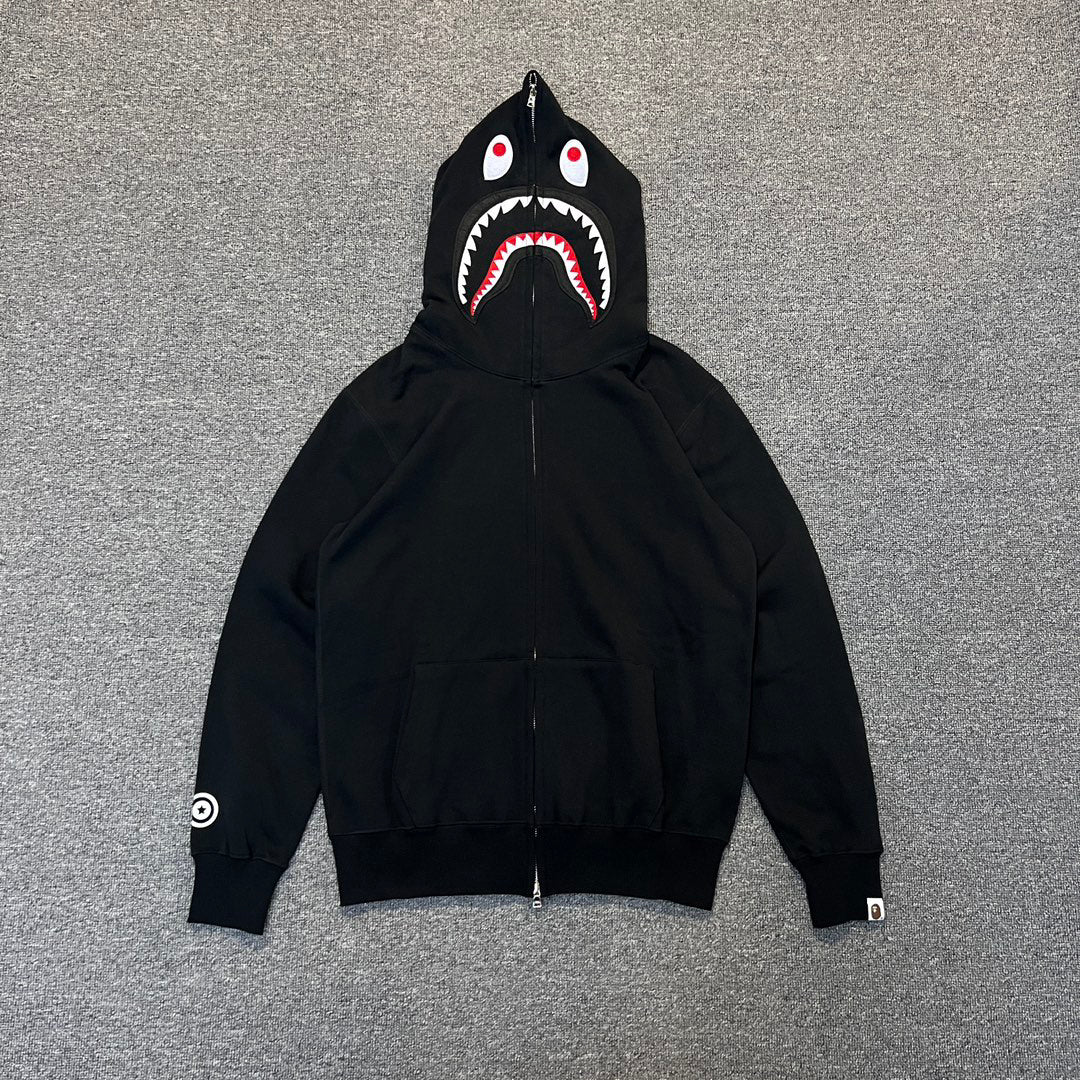 BAPE Solid Shark Full-Zip Hoodie - Gray / Black