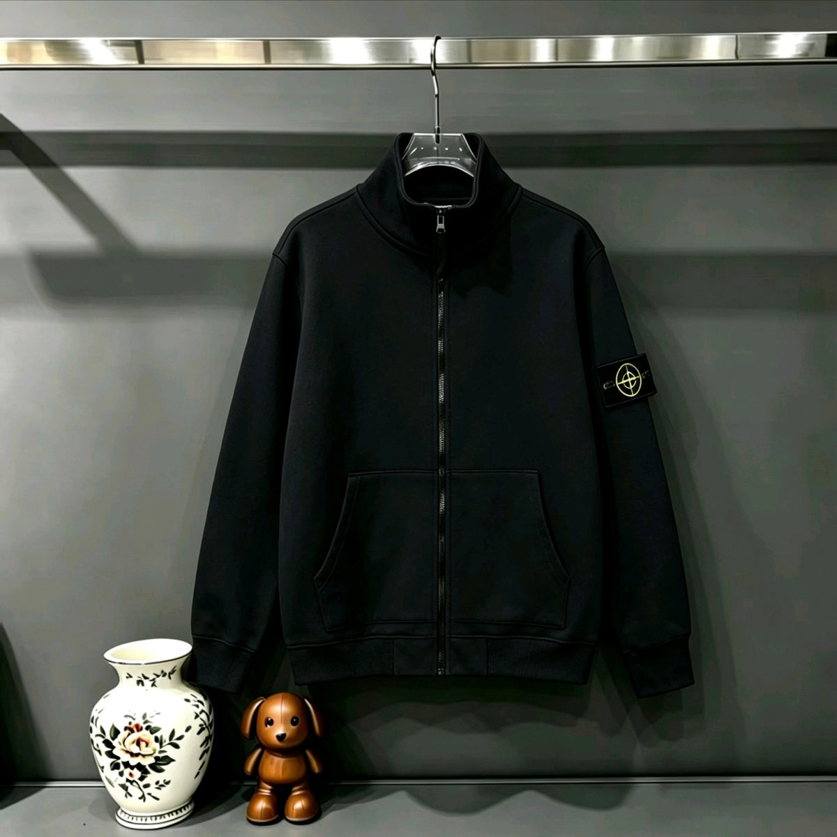 Stone Island Classic Compass Badge Full-Zip Stand Collar Sweatshirt Jacket