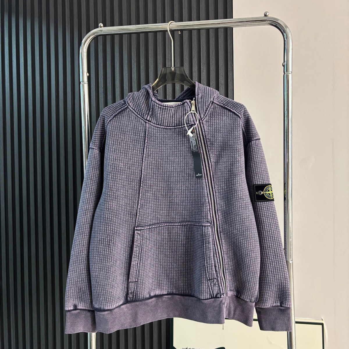 Stone Island Full-Zip Hoodie with Compass Badge