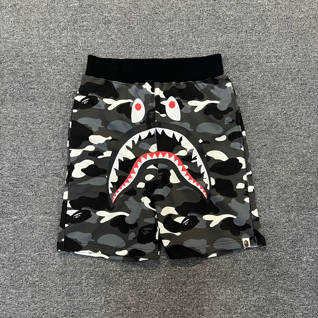 BAPE City Camo Ape Head Scatter Glow-in-the-Dark Shark Shorts - Gray / White