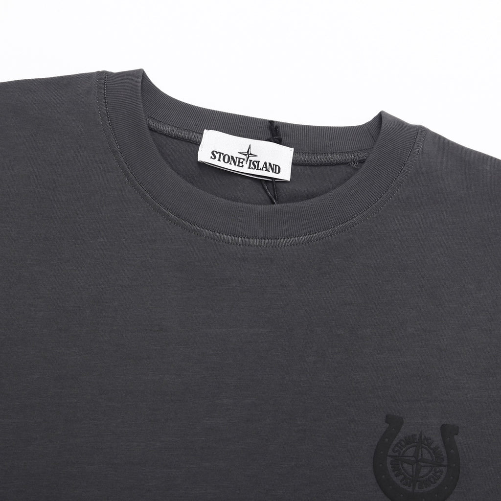 Stone Island Left Chest Horseshoe Compass Badge Print Crew Neck T-Shirt