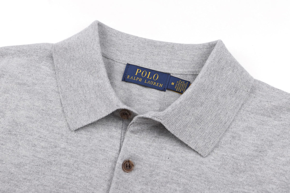 Polo Ralph Lauren Men’s Long‑Sleeve Knit Polo Sweater With Navy Pony Embroidery