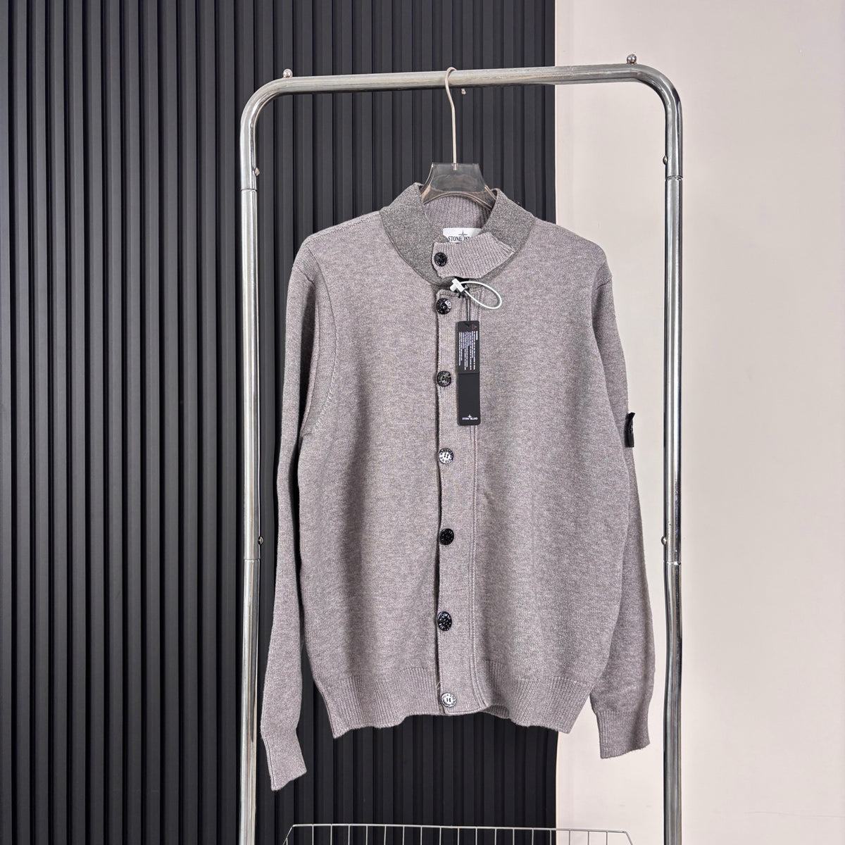 Stone Island Button-Front Knit Cardigan with Compass Badge