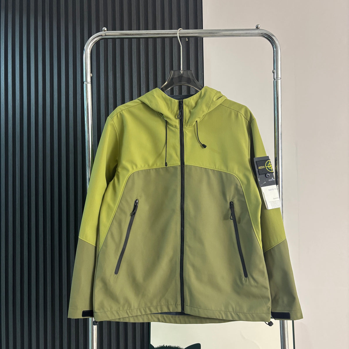 Stone Island Two-Tone Colour-Block Softshell Hooded Jacket with Compass Badge