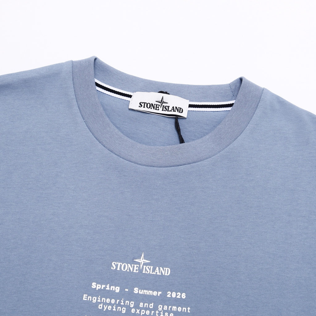 Stone Island Spring-Summer 2026 Engineering and Garment Dyeing Text Print Crew Neck T-Shirt