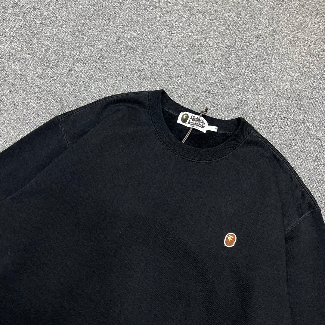 BAPE One Point Ape Head Crewneck Sweatshirt - 420gsm - Gray / Black