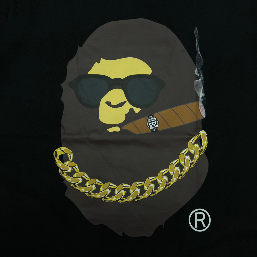 BAPE Los Angeles Exclusive Smoking Ape Head Cuban Chain Cigar OG Tee Oversized Unisex T-Shirt