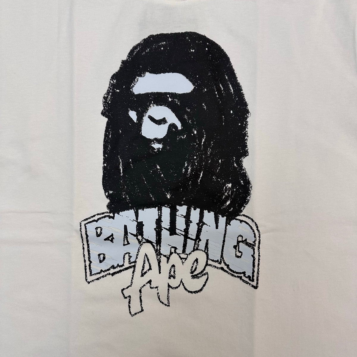 BAPE FW25 Hand-Drawn Graffiti Ape Head T-Shirt - White / Black