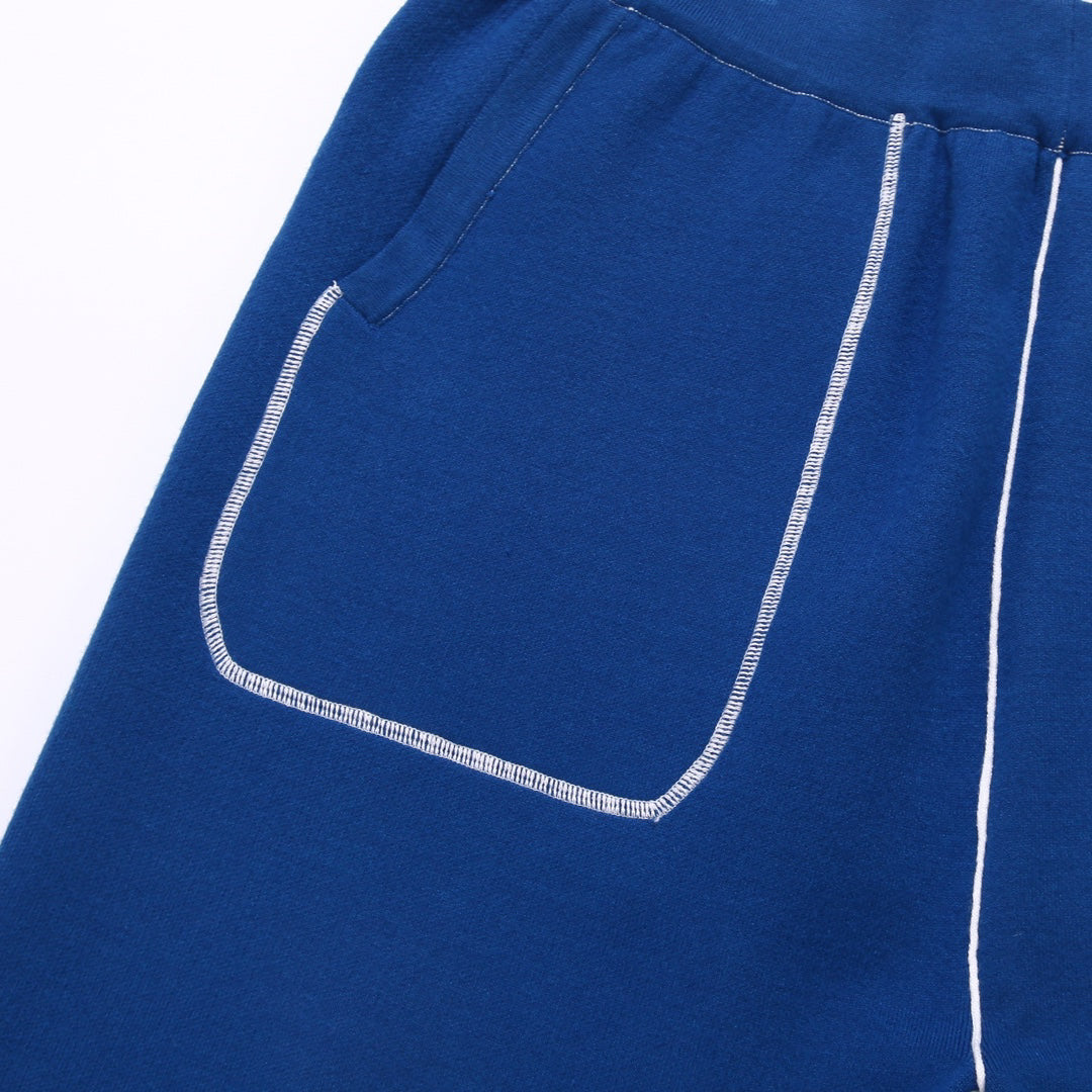 Stone Island Technical Fabric Shorts with Bilateral Front Patch Pockets Contrast Topstitching and Compass Badge