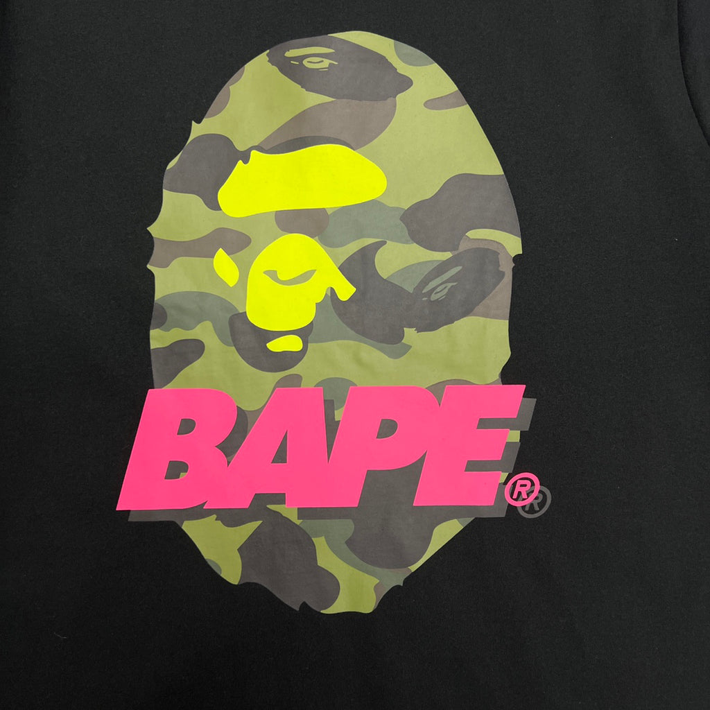 BAPE ABC Camo Ape Head Neon Wordmark Contrast Print Tee Oversized Unisex T-Shirt