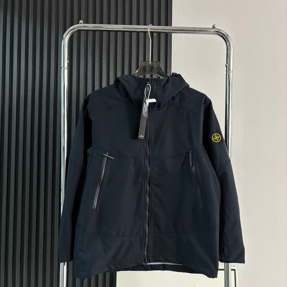 Stone Island Softshell Three-Protection Hooded Jacket with Compass Badge