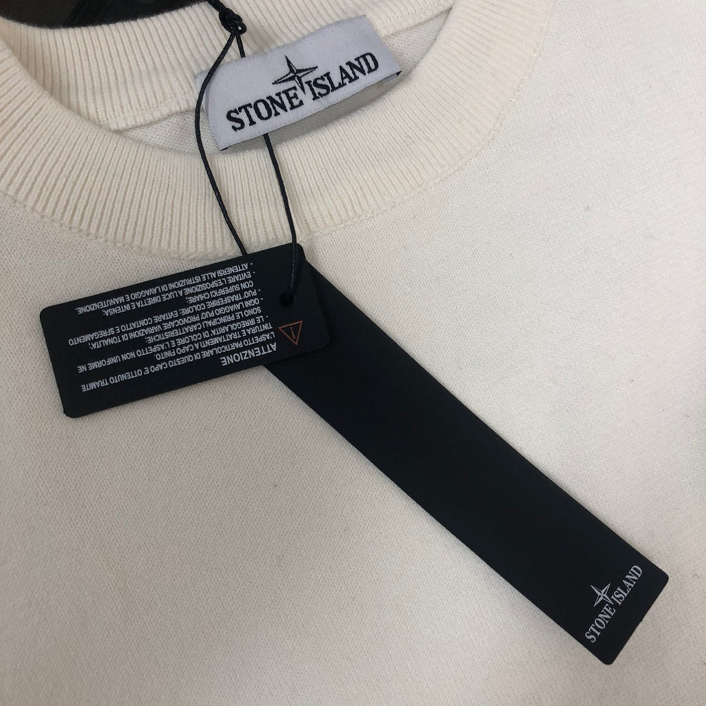 Stone Island Fine-Knit Crew Neck Pullover Sweater with Chest Compass Badge