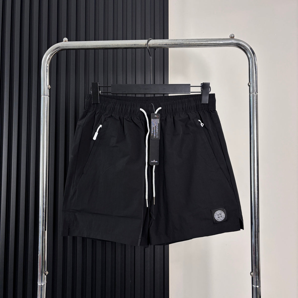 Stone Island Quick-Dry Athletic Shorts with Contrast Drawstring and Compass Badge