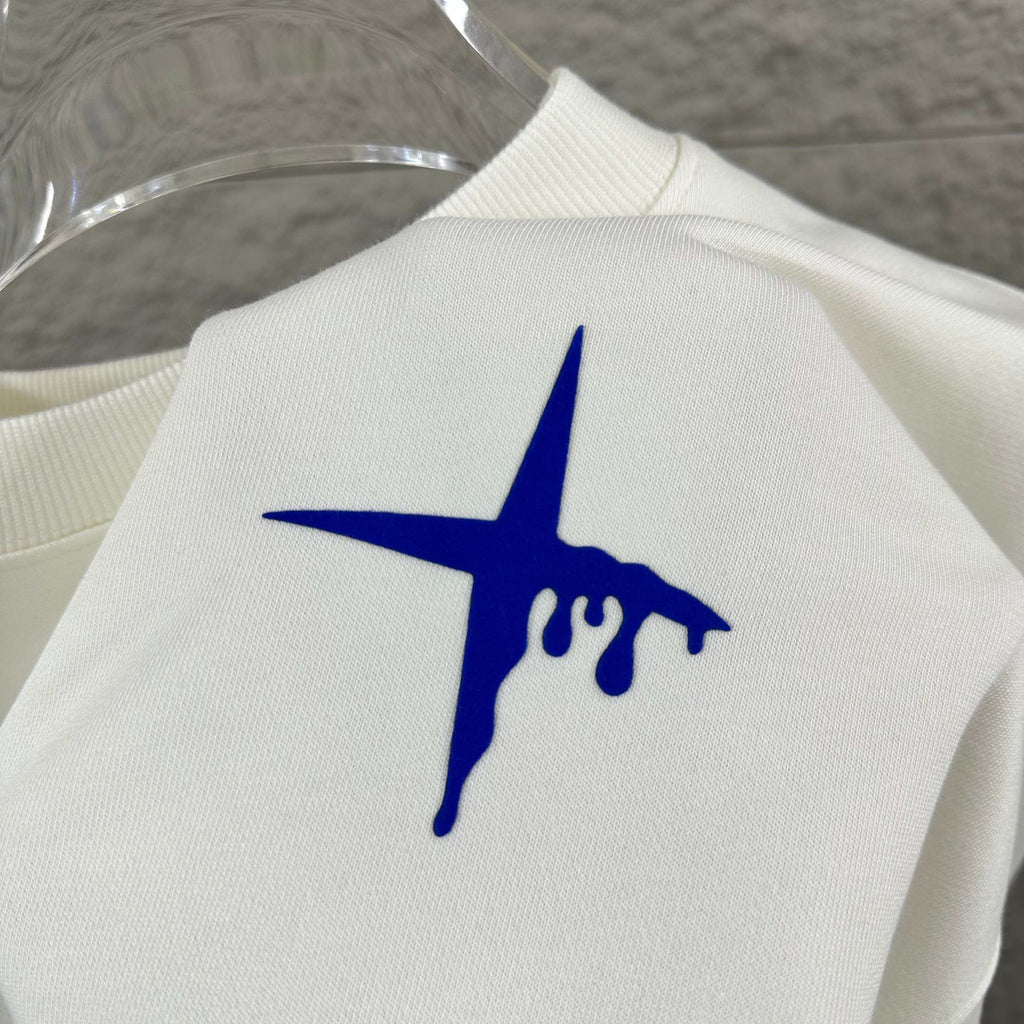 Stone Island Early Autumn–Winter 2026 Sweatshirt — Dripping Compass Star Flocked Logo at Left Chest, Dripping Compass Badge at Centre Back