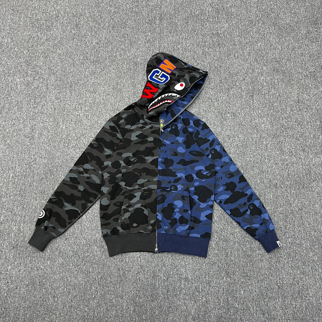 BAPE City Camo Half Shark Full-Zip Hoodie - Dual Camo Split