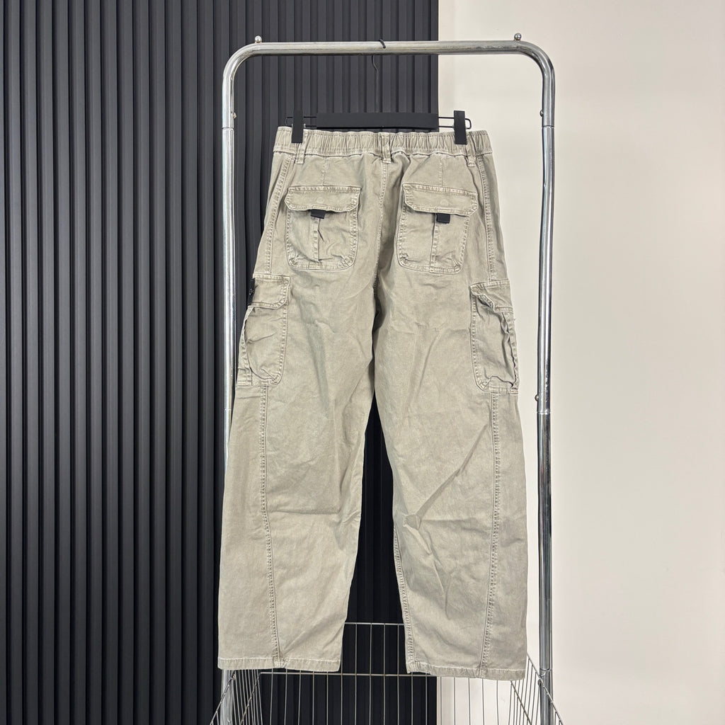 Stone Island Washed Multi-Pocket Cargo Trousers with Buckle Belt and Compass Badge