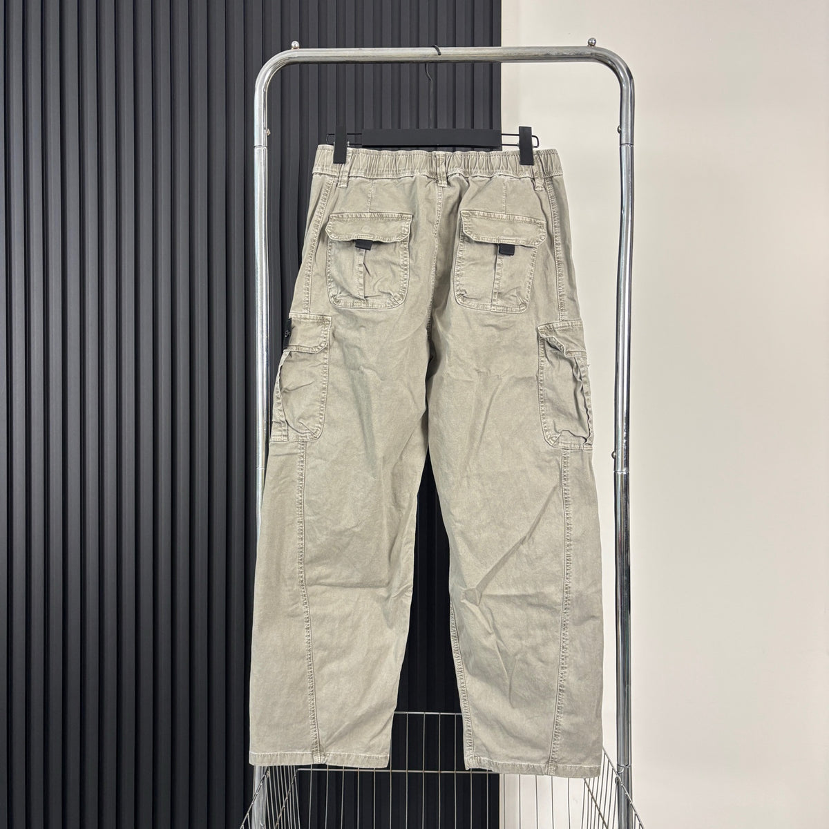 Stone Island Washed Multi-Pocket Cargo Trousers with Buckle Belt and Compass Badge