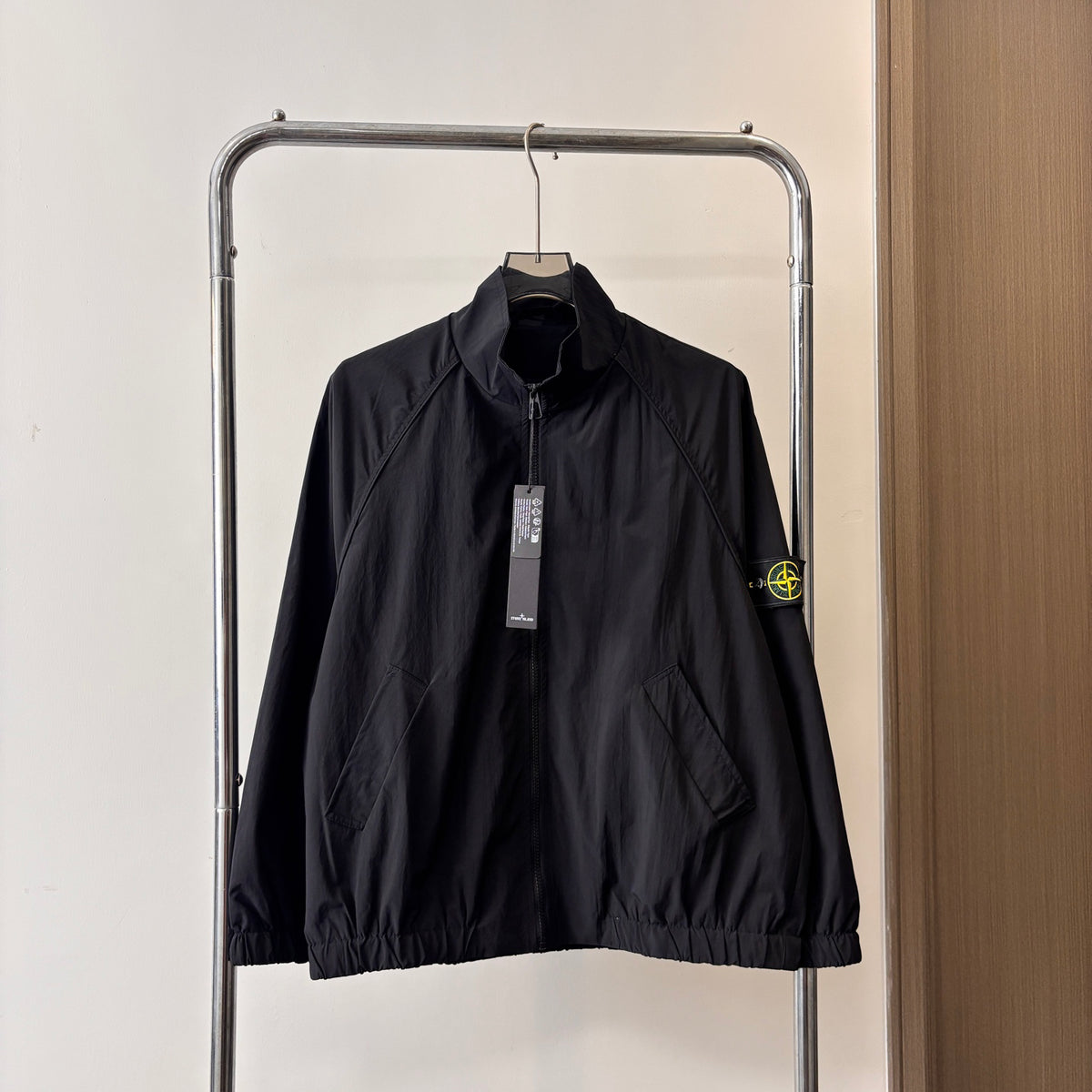 Stone Island Stand Collar Raglan Zip Jacket with Compass Badge