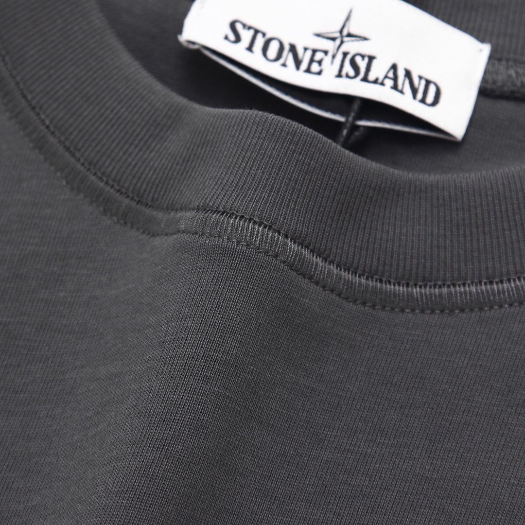 Stone Island Left Chest Horseshoe Compass Badge Print Crew Neck T-Shirt