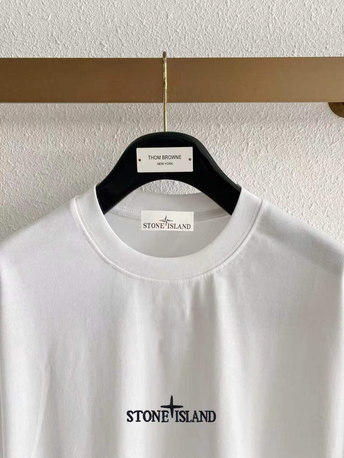 Stone Island Centre Chest Logo Embroidery T-Shirt - White / Blue / Gray / Black