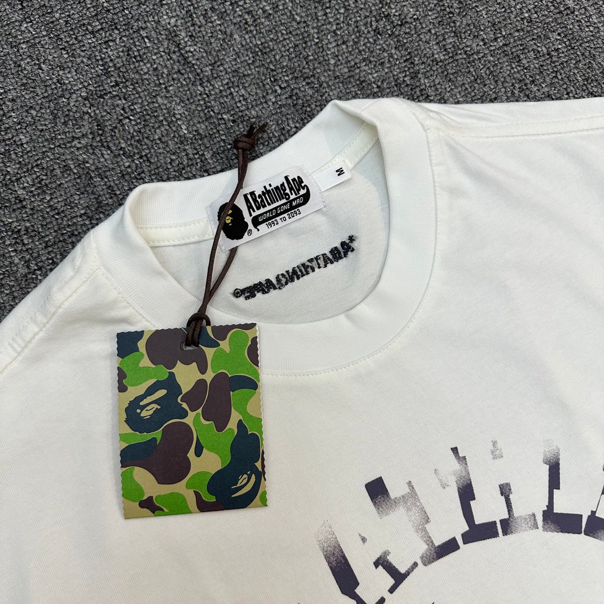 BAPE SS25 Spray-Dye College Logo Ape Head Oversized Heavyweight Unisex T-Shirt