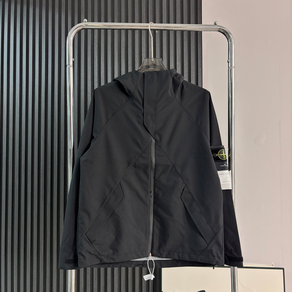 Stone Island Diagonal Panel Technical Hooded Jacket with Compass Badge