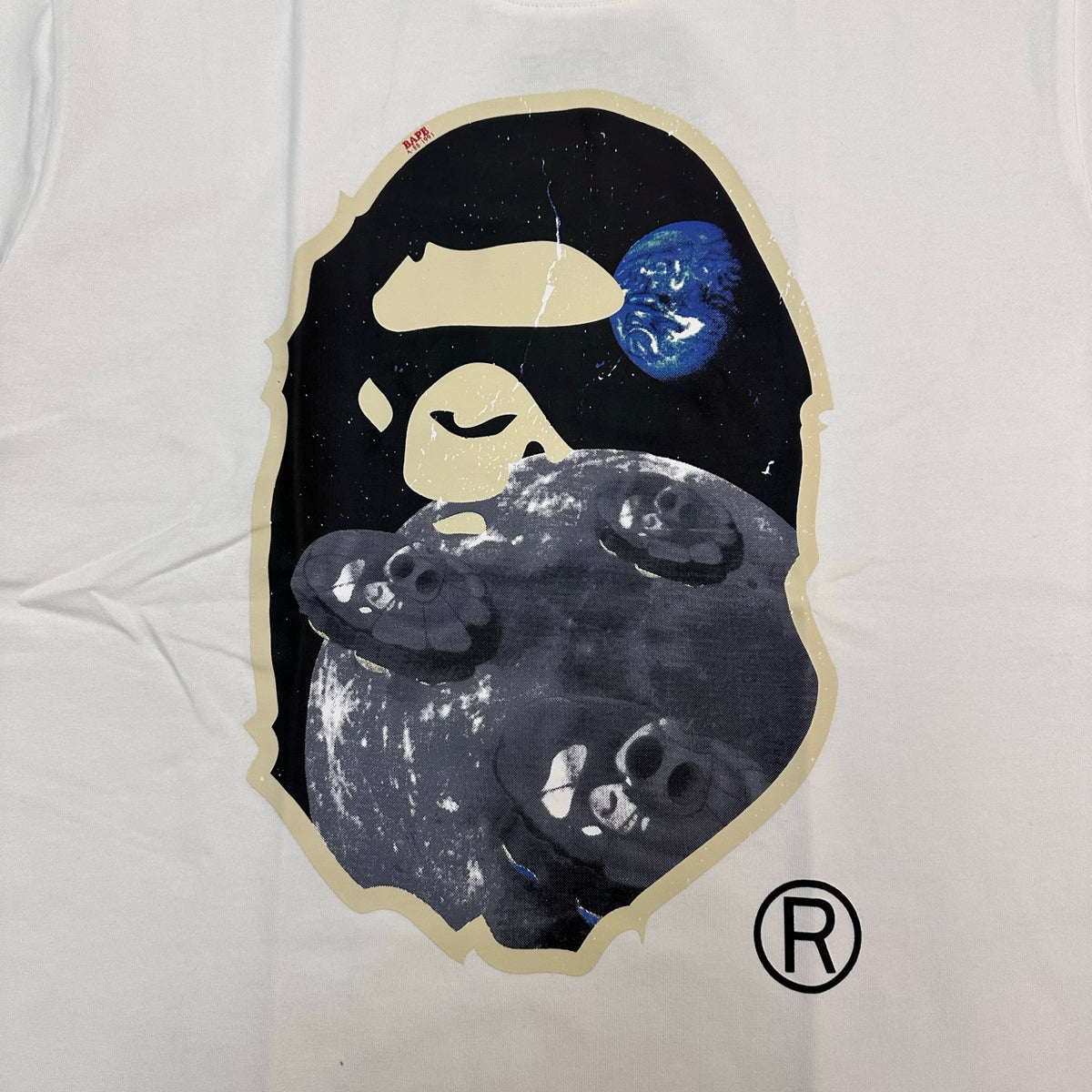 BAPE FW25 Moon Ape Head Space T-Shirt - White / Black