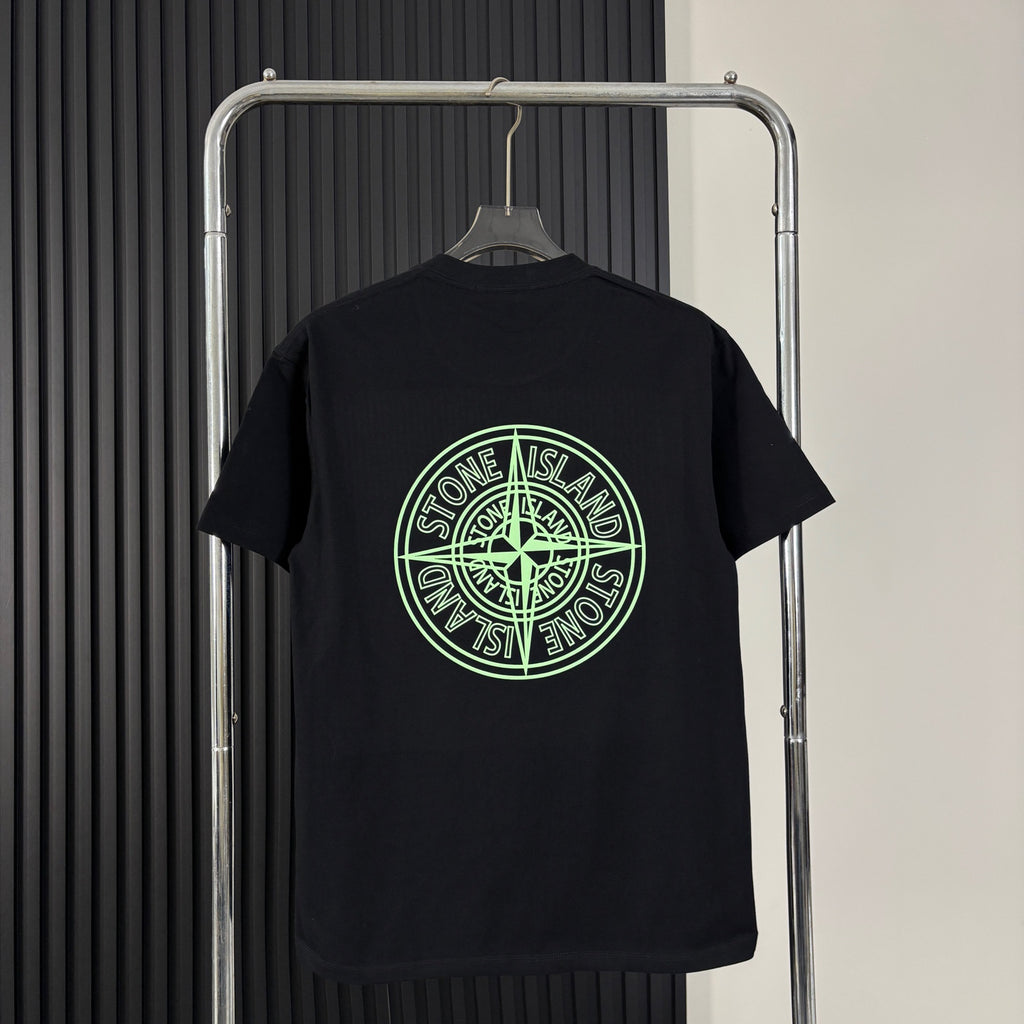 Stone Island Centre Chest Puff Print Compass Logo Oversized Cotton Tee