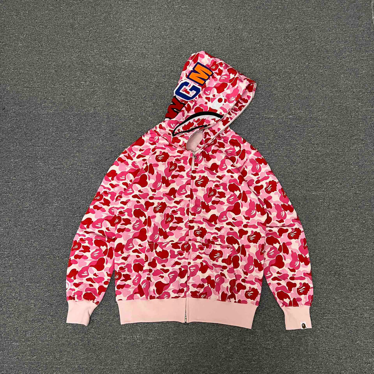 BAPE ABC Camo Shark Full-Zip Hoodie — Green / Pink / Blue